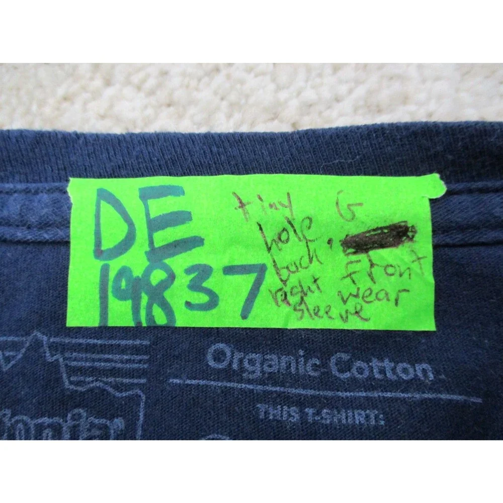Patagonia Shirt Mens 2XL Slim Fit Blue Organic Cotton Tee Crew Neck Short Sleeve - Picture 15 of 15